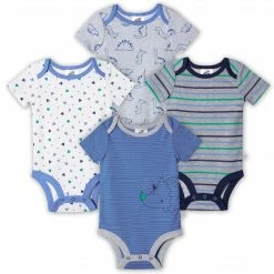 Just Born By Gerber® Organic Collection Organic Baby Boys 4-Pack Short Sleeve Lil' Dino Bodysuits