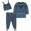 Gerber® 3-Piece Baby Boys Comfy Stretch Badger Shirt, Footed Pant And Cap Set BabyPreemie - 24M