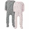 Gerber® BabyPreemie - 24M 2-Pack Baby & Toddler Girls Leopard Snug Fit Footed Cotton Pajamas