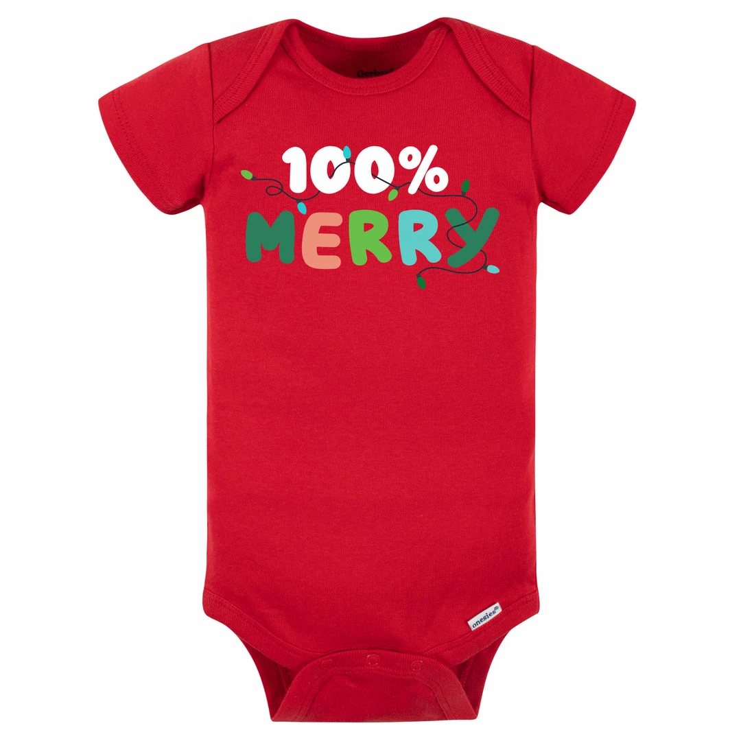 Cheap 🛒 Gerber® 2-Pack Baby "100% Merry" & "Happy, Jolly, Merry" Short Sleeve Onesies® Holiday Bodysuits BabyPreemie - 24M 👍 2 Gerber® 2-Pack Baby "100% Merry" & "Happy, Jolly, Merry" Short Sleeve Onesies® Holiday Bodysuits BabyPreemie - 24M