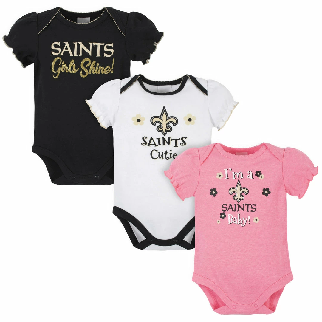 Cheapest โ NFL New Orleans Saints Baby ๐ง Girls Short Sleeve Bodysuits BabyPreemie - 24M ๐ 1 NFL New Orleans Saints Baby Girls Short Sleeve Bodysuits BabyPreemie - 24M