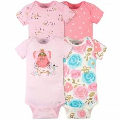 Gerber® 4-Pack Baby Girls Princess Short Sleeve Onesies® Bodysuits