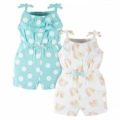 Gerber® See What's New 2-Pack Baby & Toddler Girls Dots Of Rainbows Tank Rompers