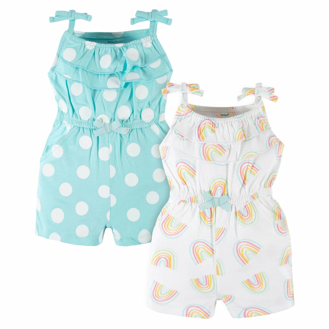 Best Sale 👍 Gerber® See What's New 2-Pack Baby & Toddler 👧 Girls Dots Of Rainbows Tank Rompers 🤩 1 Gerber® See What's New 2-Pack Baby & Toddler Girls Dots Of Rainbows Tank Rompers