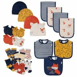 Gerber® 21-Piece Baby Boys Fox Terry Bib, Burpcloth, Mittens, Cap And Bootie Sock Set