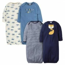 Gerber® 4-Pack Baby Boys Fox Gowns