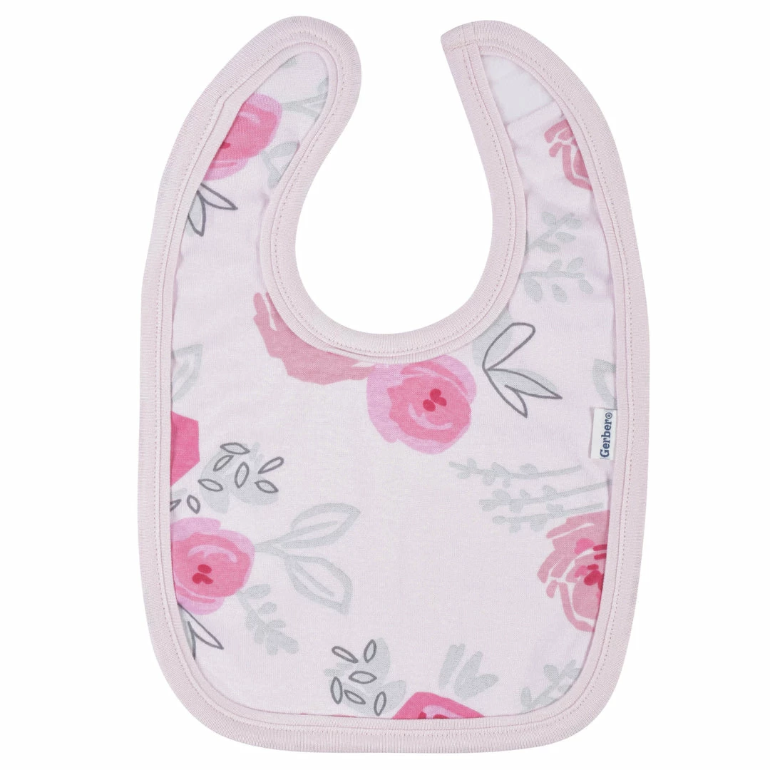 Best Sale 🧨 Gerber® 3-Piece Baby 👧 Girls Comfy Stretch Roses & Bunnies Bib & Burps Set BabyPreemie - 24M 👍 4 Gerber® 3-Piece Baby Girls Comfy Stretch Roses & Bunnies Bib & Burps Set BabyPreemie - 24M
