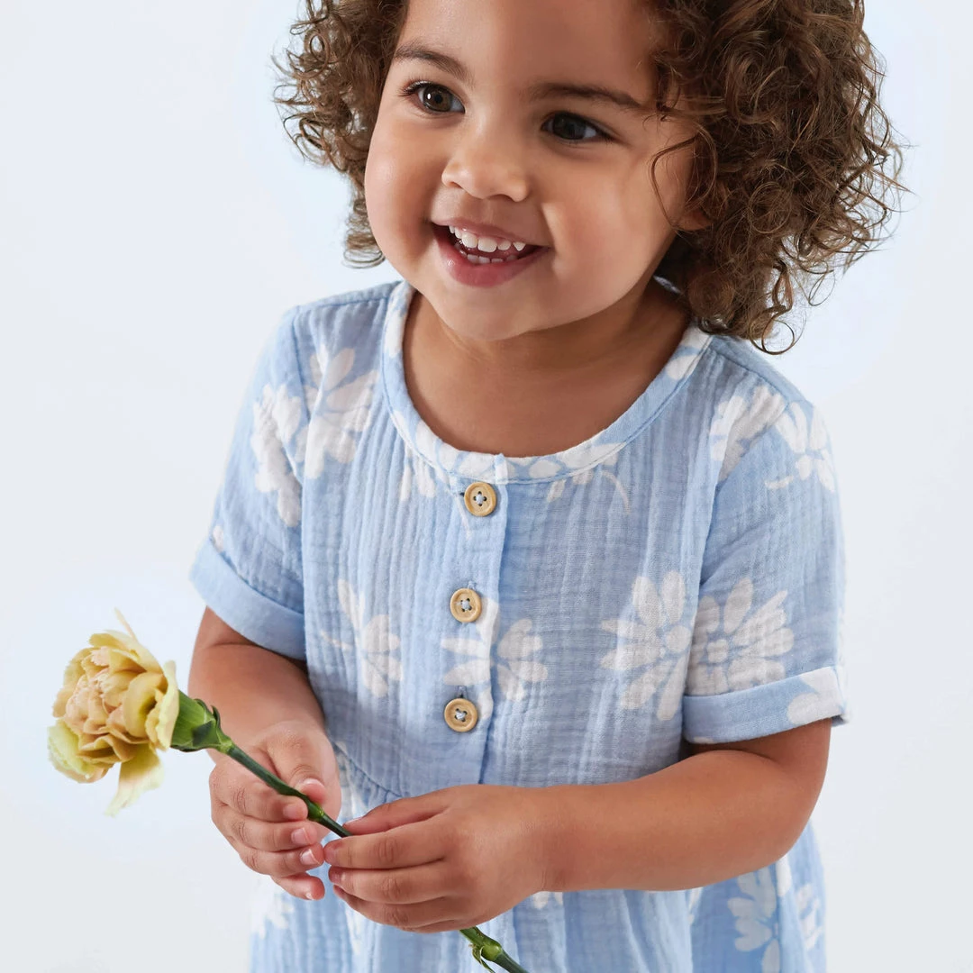 Cheapest 😀 Gerber® Kids Infant & Toddler 👧 Girls Blue Floral Gauze 👗 Dress ⌛ 1 Gerber® Kids Infant & Toddler Girls Blue Floral Gauze Dress