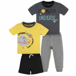 Gerber® 4-Piece Infant & Toddler Boys Blast Off Tees, Shorts & Pants Set See What's New