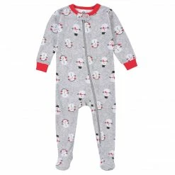 Gerber® Baby Neutral Snowman Snug Fit Footed Cotton Pajamas