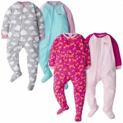 Gerber® Toddler2T - 5T 4-Pack Toddler Girls Foxes & Clouds Fleece Pajamas