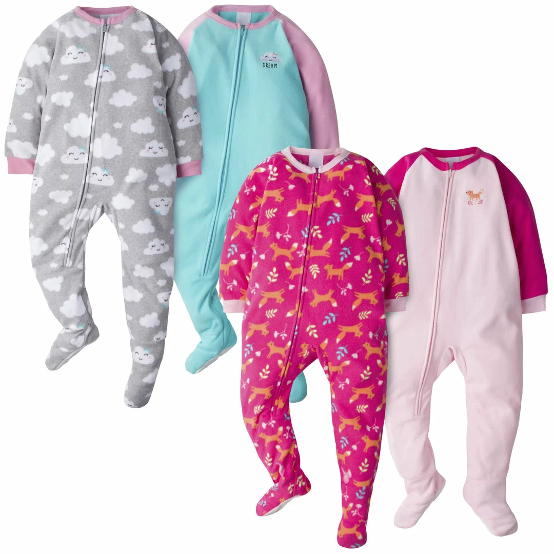 Buy 😀 Gerber® Toddler2T - 5T 4-Pack Toddler 👧 Girls Foxes & Clouds Fleece Pajamas 🎁 1 Gerber® Toddler2T - 5T 4-Pack Toddler Girls Foxes & Clouds Fleece Pajamas