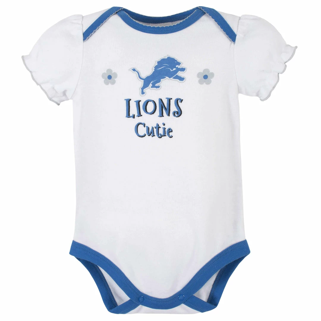 Promo ๐ NFL Detroit Lions Baby ๐ง Girls Short Sleeve Bodysuits BabyPreemie - 24M ๐ 2 NFL Detroit Lions Baby Girls Short Sleeve Bodysuits BabyPreemie - 24M