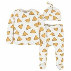 Gerber® BabyPreemie - 24M 3-Piece Baby Neutral Chips Comfy Stretch Long Sleeve Shirt, Footed Pant, & Cap Set