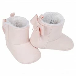 Gerber® BabyPreemie - 24M Baby Girls Pink Bow Faux Suede Boots