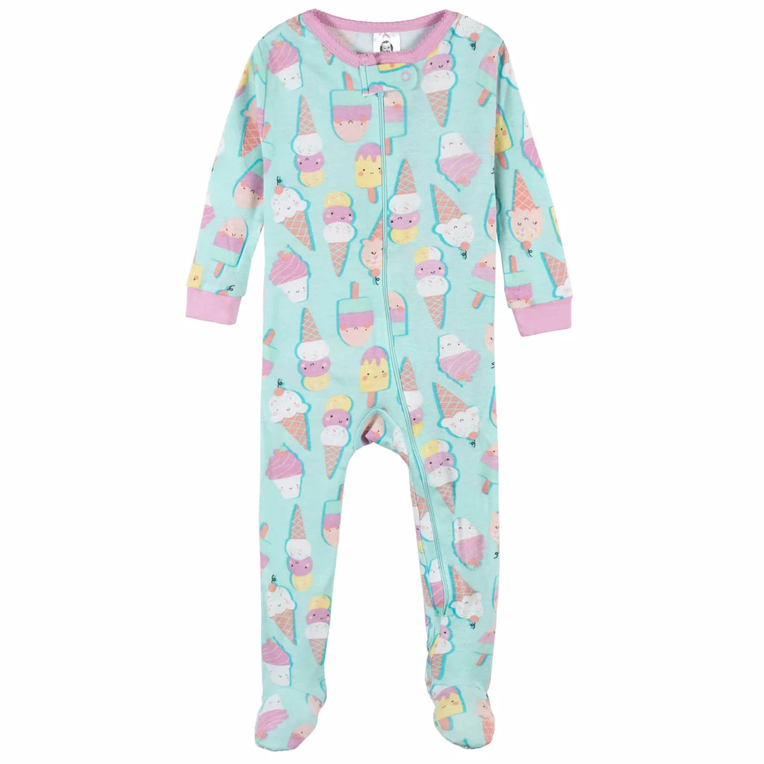 Brand new 😍 Gerber® 2-Pack Baby & Toddler 👧 Girls Ice Cream Dreams Snug Fit Footed Cotton Pajamas 🥰 4 Gerber® 2-Pack Baby & Toddler Girls Ice Cream Dreams Snug Fit Footed Cotton Pajamas