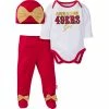 NFL 3-Piece Baby Girls 49Ers Bodysuit, Footed Pant, & Cap Set BabyPreemie - 24M