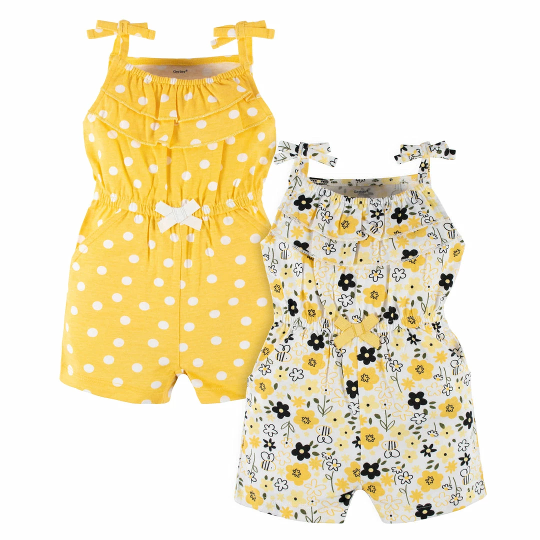 Best deal 🥰 Gerber® 2-Pack Baby & Toddler 👧 Girls Bee Garden Tank Rompers See What's New 😉 1 Gerber® 2-Pack Baby & Toddler Girls Bee Garden Tank Rompers See What's New
