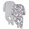 Gerber® 2-Pack Baby Girls Comfy Stretch Floral Leopard Sleep 'n Plays