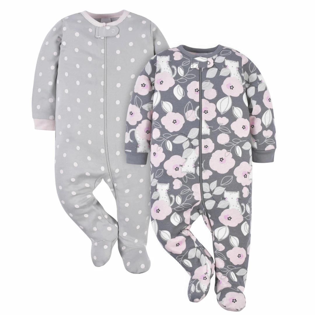 Buy 💯 Gerber® 2-Pack Baby 👧 Girls Comfy Stretch Floral Leopard Sleep 'n Plays 😉 1 Gerber® 2-Pack Baby Girls Comfy Stretch Floral Leopard Sleep 'n Plays