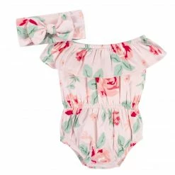 Deals ⭐ Gerber® See What's New 2-Piece Baby 👧 Girls Pink Garden Wide Neck Romper & Headband Set 🥰 9 Gerber® See What's New 2-Piece Baby Girls Pink Garden Wide Neck Romper & Headband Set