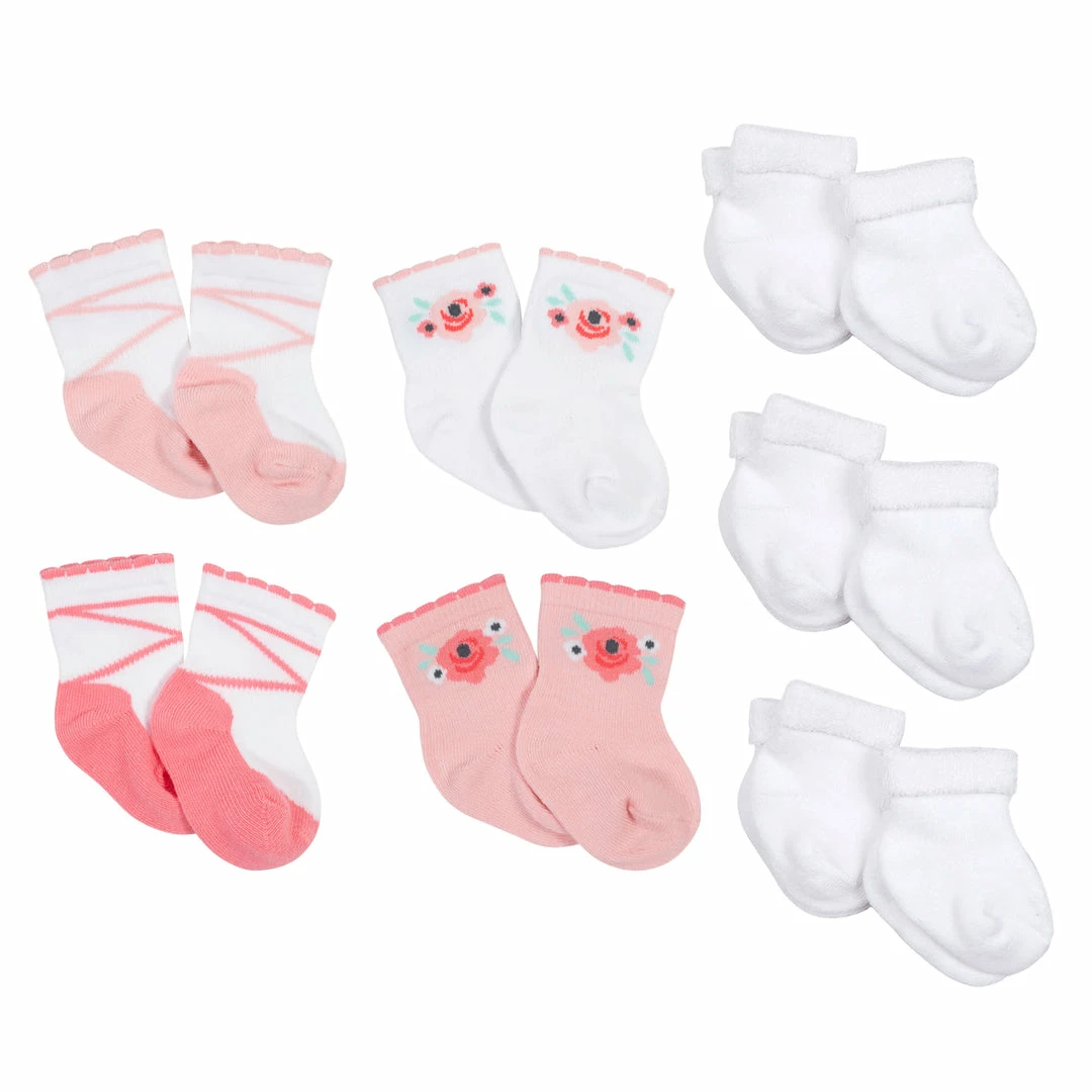 Cheap 🎁 Gerber® 10-Pack Baby 👧 Girls Love You & White Wiggle Proof® 🧦 Socks 🔥 1 Gerber® 10-Pack Baby Girls Love You & White Wiggle Proof® Socks