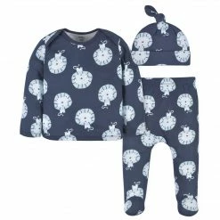Gerber® 3-Piece Baby Boys Comfy Stretch Lion Long Sleeve Shirt, Footed Pant, & Cap Set BabyPreemie - 24M
