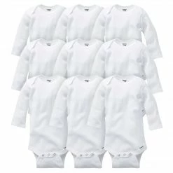 Gerber® 9-Pack Baby Neutral White Long Sleeve Organic Onesies® Bodysuits