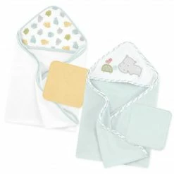 Just Born By Gerber® Baby Neutral Love To Bathe 4-Piece Hooded Towel & Washcloth Set
