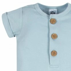 Gerber® 2-Pack Baby Boys Camo & Blue Short Sleeve Rompers