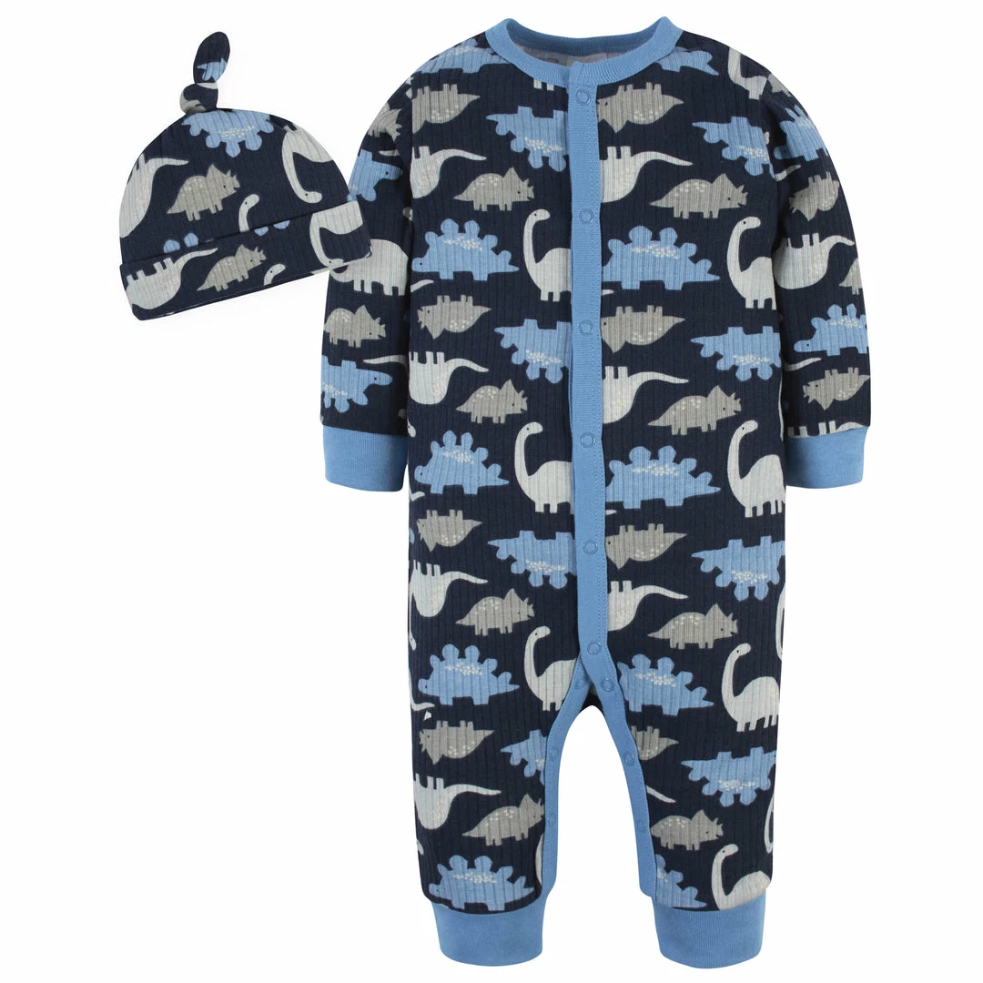 Budget ⌛ Gerber® 2-Piece Baby Boys Dino-Mite Coverall & Hat Set ⭐ 1 Gerber® 2-Piece Baby Boys Dino-Mite Coverall & Hat Set