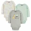 Gerber® 3-Pack Baby Neutral Baby Safari Long Sleeve Onesies® Bodysuits