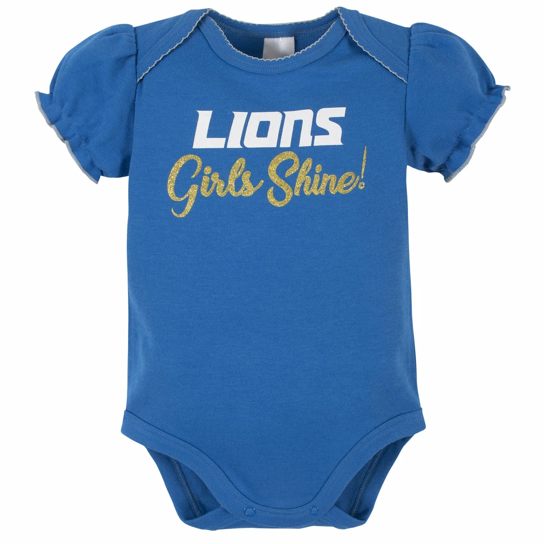 Promo ๐ NFL Detroit Lions Baby ๐ง Girls Short Sleeve Bodysuits BabyPreemie - 24M ๐ 4 NFL Detroit Lions Baby Girls Short Sleeve Bodysuits BabyPreemie - 24M