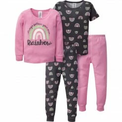 Gerber® 4-Piece Infant & Toddler Girls Rainbow Snug Fit Cotton Pajamas BabyPreemie - 24M