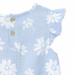 Gerber® Kids Infant & Toddler Girls Blue Floral Gauze Flutter Sleeve Top BabyPreemie - 24M