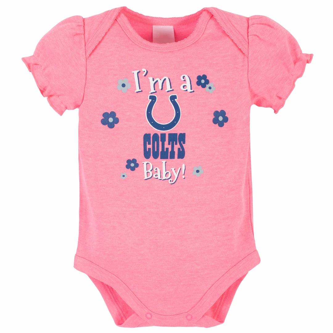 Discount 💯 NFL 3-Pack Baby 👧 Girls Colts Short Sleeve Bodysuits BabyPreemie - 24M ⌛ 4 NFL 3-Pack Baby Girls Colts Short Sleeve Bodysuits BabyPreemie - 24M