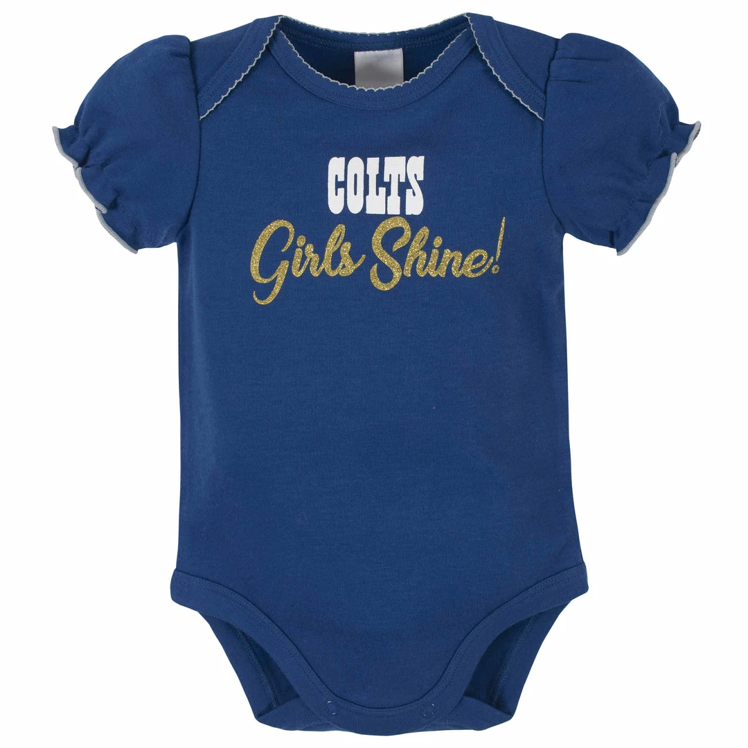 Discount 💯 NFL 3-Pack Baby 👧 Girls Colts Short Sleeve Bodysuits BabyPreemie - 24M ⌛ 3 NFL 3-Pack Baby Girls Colts Short Sleeve Bodysuits BabyPreemie - 24M