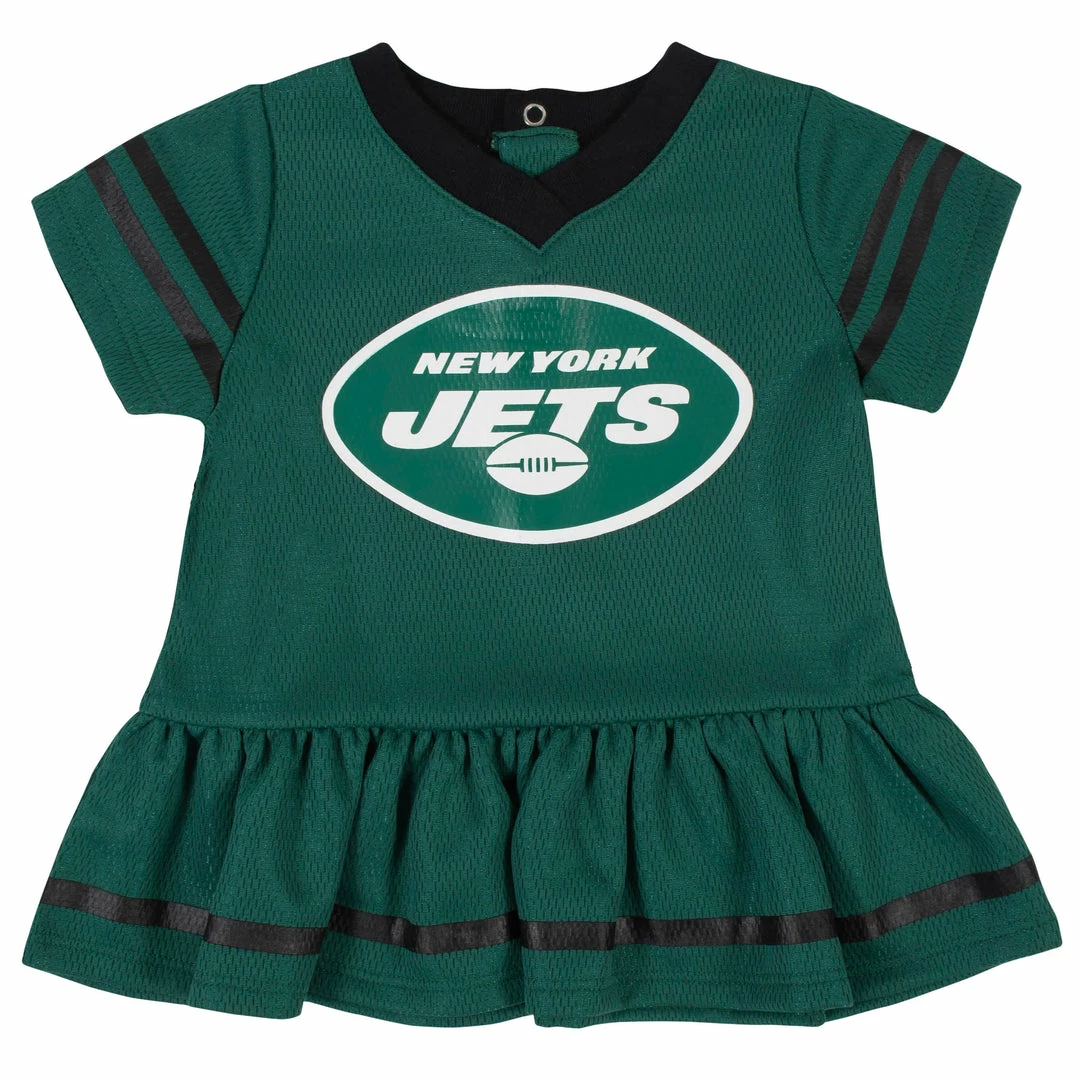 Promo ✔️ NFL New York Jets Baby 👧 Girls 👗 Dress And Diaper Cover Set 🧨 2 NFL New York Jets Baby Girls Dress And Diaper Cover Set