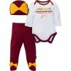 NFL BabyPreemie - 24M 3-Piece Baby Girls Washington Bodysuit, Footed Pant, & Cap Set