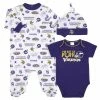 NFL BabyPreemie - 24M Minnesota Vikings 3-Piece Baby Boys Bodysuit, Sleep 'N Play, And Cap Set