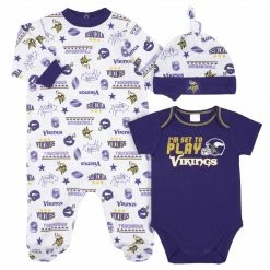NFL BabyPreemie - 24M Minnesota Vikings 3-Piece Baby Boys Bodysuit, Sleep 'N Play, And Cap Set