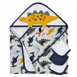 Gerber® 4-Piece Baby Boys Dino Hooded Towel & Washcloth Set Bath
