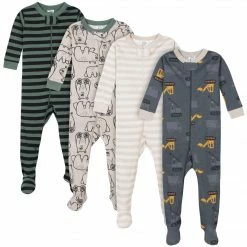 Gerber® BabyPreemie - 24M 4-Pack Baby & Toddler Boys Bears & Construction Trucks Snug Fit Footed Cotton Pajamas