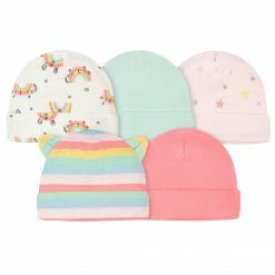 Gerber® 5-Pack Baby Girls Rainbow Caps BabyPreemie - 24M